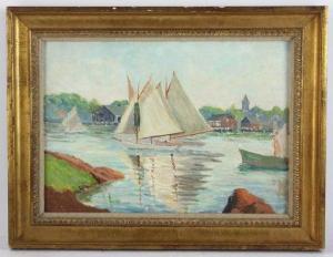 JEWELL Elizabeth G 1874-1956,sailboats in harbor,Kaminski & Co. US 2019-12-29