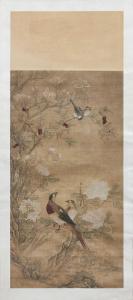 JI LU 1477-1503,uccelli su rami fioriti e rocce,Pandolfini IT 2022-06-29