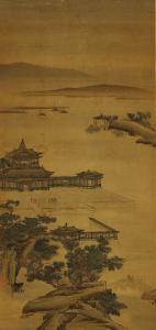 JIANG YUAN 1690-1730,Pavilions in a Landscape,Christie's GB 2021-11-29