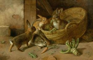 JIMENEZ Y FERNANDEZ Federico 1841-1910,Four young hares,Galerie Koller CH 2017-03-31