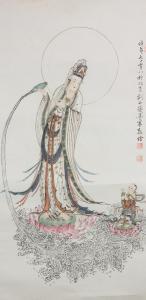 JINGSHAN Xia 1927,Painting of Guanyin and Shancai,888auctions CA 2017-06-29