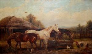 JIPPEY W 1800,Farmyard with grazing horses and chickens,1886,Mallams GB 2013-10-02