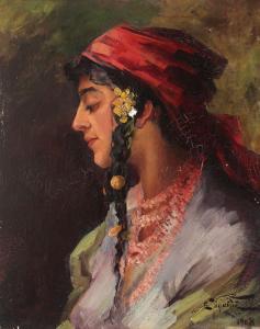 JIQUIDI Elena,Portret de ţigăncuşă,1908,Artmark RO 2013-05-15