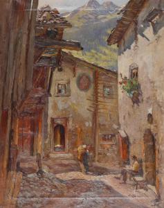 JIRASEK Alfred 1863-1931,Straße in Grins/Tirol,Palais Dorotheum AT 2015-05-19