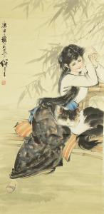 JIZHAN Liu,Resting lady with cat,888auctions CA 2013-02-14