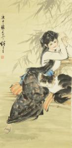 JIZHAN Liu,Resting lady with cat,888auctions CA 2013-08-15