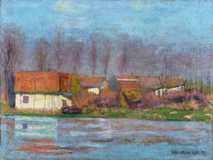 JOACHIM Ferenc 1882-1964,Houses on the riverbank,Nagyhazi galeria HU 2018-09-25