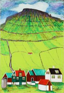 JOENSEN Frimod 1915-1997,Landscape from Faroe Islands,1985,Bruun Rasmussen DK 2023-03-21