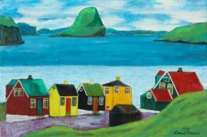 JOENSEN Frimod 1915-1997,Scenery from the Faroe Islands,1983,Bruun Rasmussen DK 2019-09-24