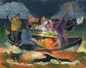 JOENSEN MIKINES Samuel 1906-1979,Whale killing scene,Bruun Rasmussen DK 2018-11-27