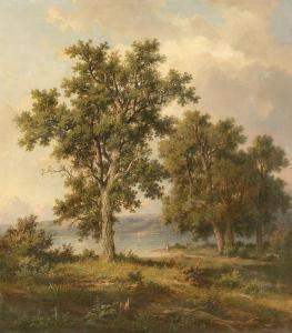 JOHANN Heinrich Hermann 1821-1884,Seelandschaft mit Bäumen,Kastern DE 2015-06-13