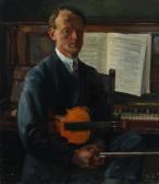 JOHANNESSEN Alfred,Portræt af en violinist siddende ved et klaver,1927,Bruun Rasmussen 2017-01-23