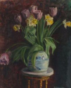 JOHANNESSEN Alfred 1908-1998,Still life with tulips and daffodil,Bruun Rasmussen DK 2018-06-19