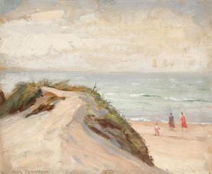 JOHANSEN Axel 1872-1938,Beach scenery from Tisvilde with figures,Bruun Rasmussen DK 2024-02-12