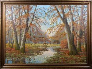 JOHANSEN Geo,A Danish wooded landscape with deer grazing by a r,Anderson & Garland 2007-09-04
