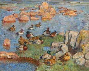 JOHANSEN Victor 1888-1963,A lake with ducks,Bruun Rasmussen DK 2021-11-01