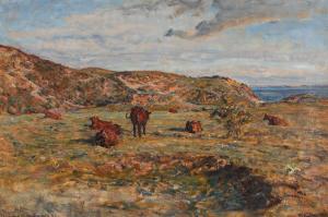 JOHANSEN Viggo 1851-1935,Grazing cows on Refnæs.,1910,Bruun Rasmussen DK 2024-04-01