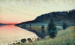 JOHANSSON Carl August 1863-1944,Avfärd i gryningen,1885,Uppsala Auction SE 2023-12-12