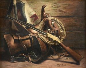 JOHN DUILLO 1928-2003,Rifle and Saddle,1982,Simpson Galleries US 2023-05-20