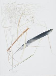 JOHN Rebecca 1947,A crow's quill in grass with bluebell seed head,2006,Christie's GB 2012-07-18