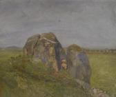 JOHNSEN Erik William 1866-1948,Felsen in Landschaft,1910,Wendl DE 2019-06-20