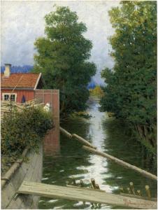 JOHNSEN Hjalmar 1852-1901,Bootshaus am Kanal,Galerie Bassenge DE 2018-11-29