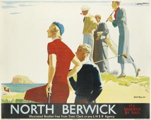 JOHNSON Andrew 1935,NORTH BERWICK / IT'S QUICKER BY RAIL,1930,Swann Galleries US 2018-10-25