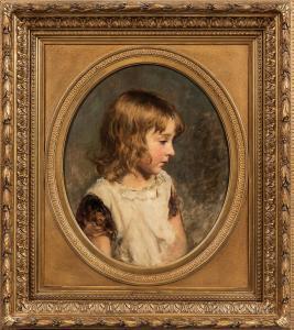 JOHNSON Cyrus 1848-1925,Portrait of a Young Girl in a White Pinafore,1881,Skinner US 2020-02-14