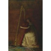 JOHNSON Eastman 1824-1906,WOMAN PLAYING HARP,1885,Sotheby's GB 2010-05-19