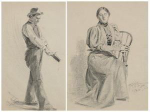 JOHNSON Frank Tenney,Set of two: Stella Seated; The Whittler,Scottsdale Art Auction 2023-08-26