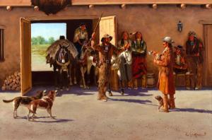 JOHNSON Harvey William 1921-2005,A Bent's Fort Welcome,1991,Jackson Hole US 2023-09-16