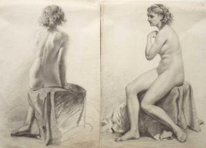 JOHNSON Herbert 1878-1946,Untitled female nude (2 works),19th Century,Mallams GB 2022-08-17