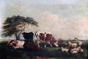 JOHNSON Louisa 1800-1800,Cattle and sheep in an open landscape,1868,Gorringes GB 2010-03-24