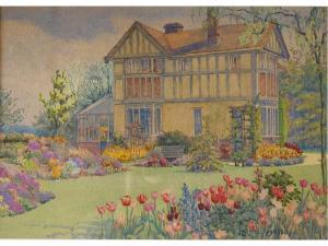 JOHNSON Lucretia 1800-1900,Study of a house and garden,Andrew Smith and Son GB 2010-06-08
