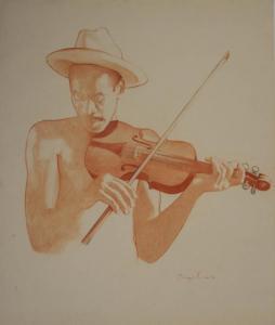 JOHNSON Oliver 1948,Violin Player,1984,Rachel Davis US 2016-03-19