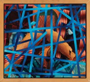 JOHNSON Richard 1942,Abstract Composition with Blue Striations,Neal Auction Company US 2023-07-20