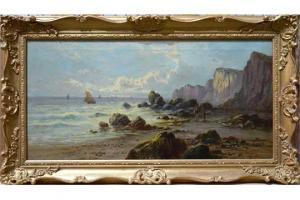 JOHNSON S.Y,A rugged coastal view with two figures and ships m,Andrew Smith and Son 2015-07-21