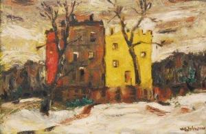 JOHNSON W.G,Abstract landscape depicting a red and yellow h,Fieldings Auctioneers Limited 2011-07-23