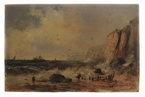 JOHNSTON John R 1800-1800,Figures on a Rocky Beach,Brunk Auctions US 2014-09-12