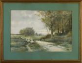 JOHNSTON Reuben Le Grand 1850-1914,andscape with geese by a stream,Pook & Pook US 2005-03-12