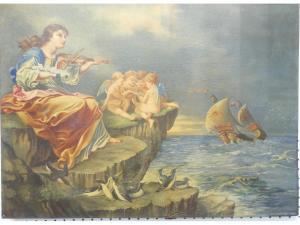 JOHNSTON T 1917,stormy sea with female violinist and cherubs looking on,1910,Chilcotts GB 2020-06-20