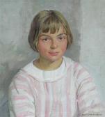 JOHNSTONE Dorothy 1892-1980,GIRL IN A PINK AND WHITE STRIPED DRESS,Lyon & Turnbull GB 2009-02-12