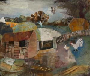 JOHNSTONE Gwyneth 1915-2010,Farm scene with chickens,John Moran Auctioneers US 2023-11-21