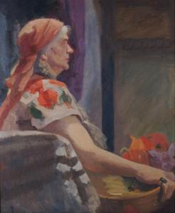 JOHNTSON Edith 1890,Woman with Flowers,Hindman US 2008-08-13