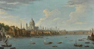 JOLI DE DIPI Antonio,London, a view from the River Thames, with St Paul,Sotheby's 2023-07-05