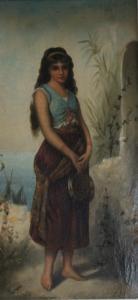 JOLI E,study of a peasant girl with tambourine,19th,Cuttlestones GB 2018-03-08