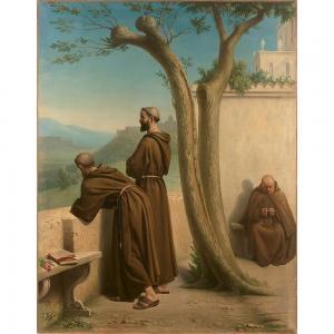 JOLIN Edouard Jean Alex. 1817-1892,Moines contemplant un paysage,Tajan FR 2022-10-27