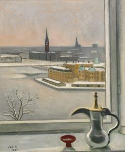 JOLIN Einar 1890-1976,Fönstret - Utsikt över Riddarholmen,1937,Stockholms Auktionsverket 2013-10-22