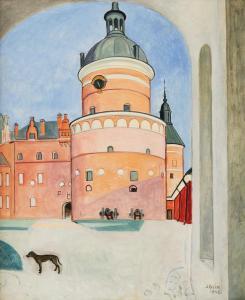 JOLIN Einar 1890-1976,Vy mot Griptornet, Gripsholms slott,1942,Uppsala Auction SE 2023-11-09