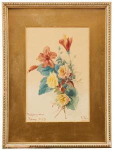 JOLIN Ellen 1854-1939,Pacificos y rosas,1895,Uppsala Auction SE 2021-09-14